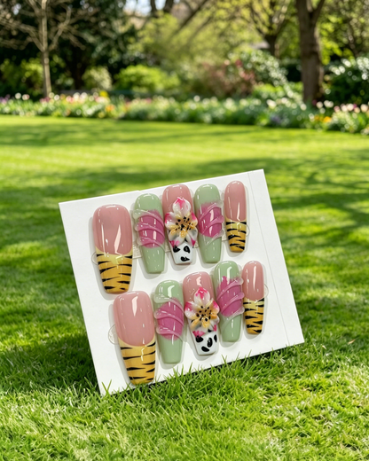 More to save up to 60% Handmade Press On Nails Tiger Lily Flower Design
