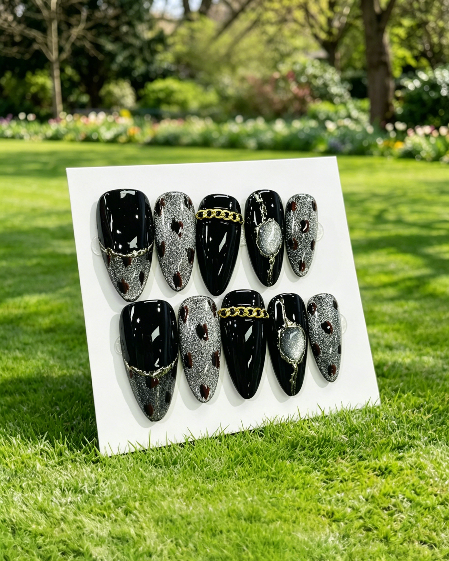 More to save up to 60% Glitter Black Leopard Press On Nails