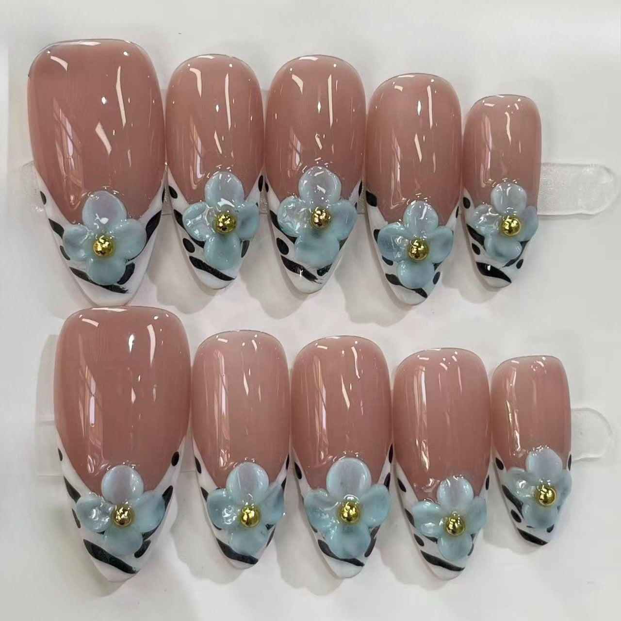 More to save up to 60% Dark Green 3D Bunny Long Fake Nails