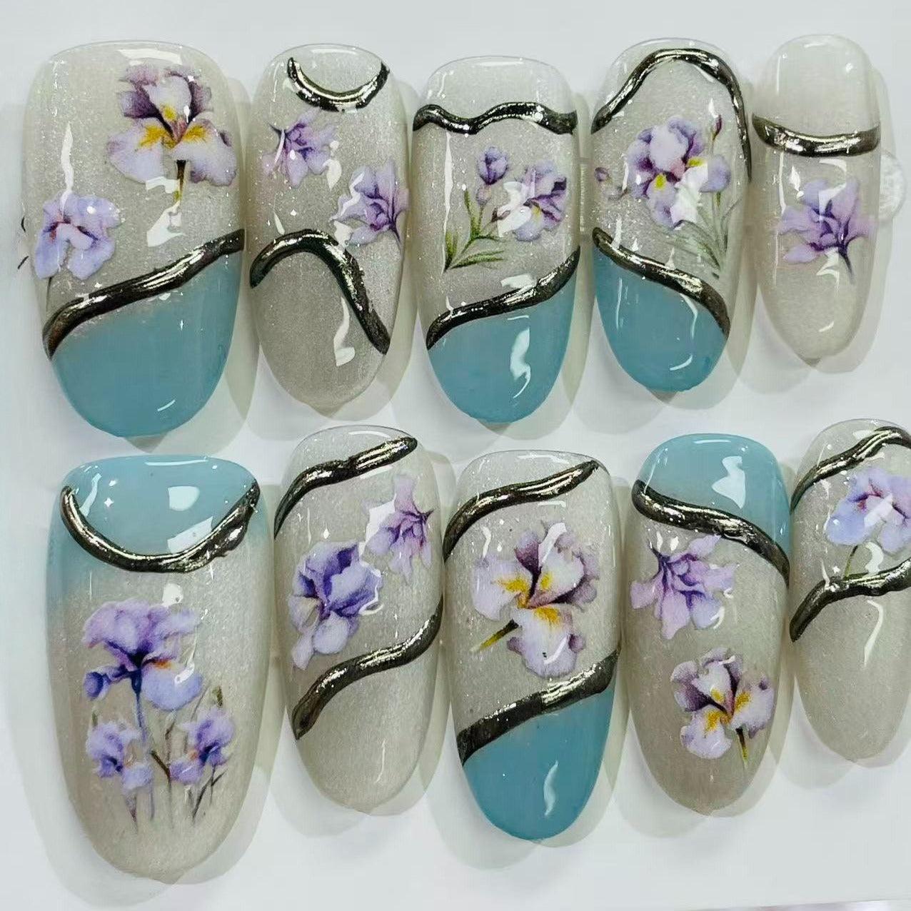 More to save up to 60% Handmade Press On Nails Tiger Lily Flower Design