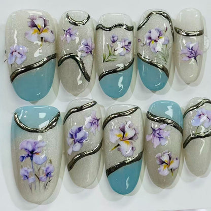 More to save up to 60% Handmade Press On Nails Tiger Lily Flower Design