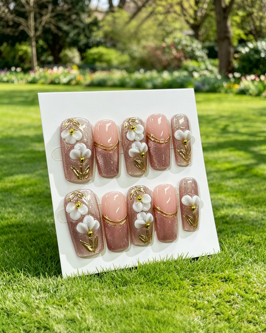 More to save up to 60% Handmade 3D Flower Pink Press-on Nails