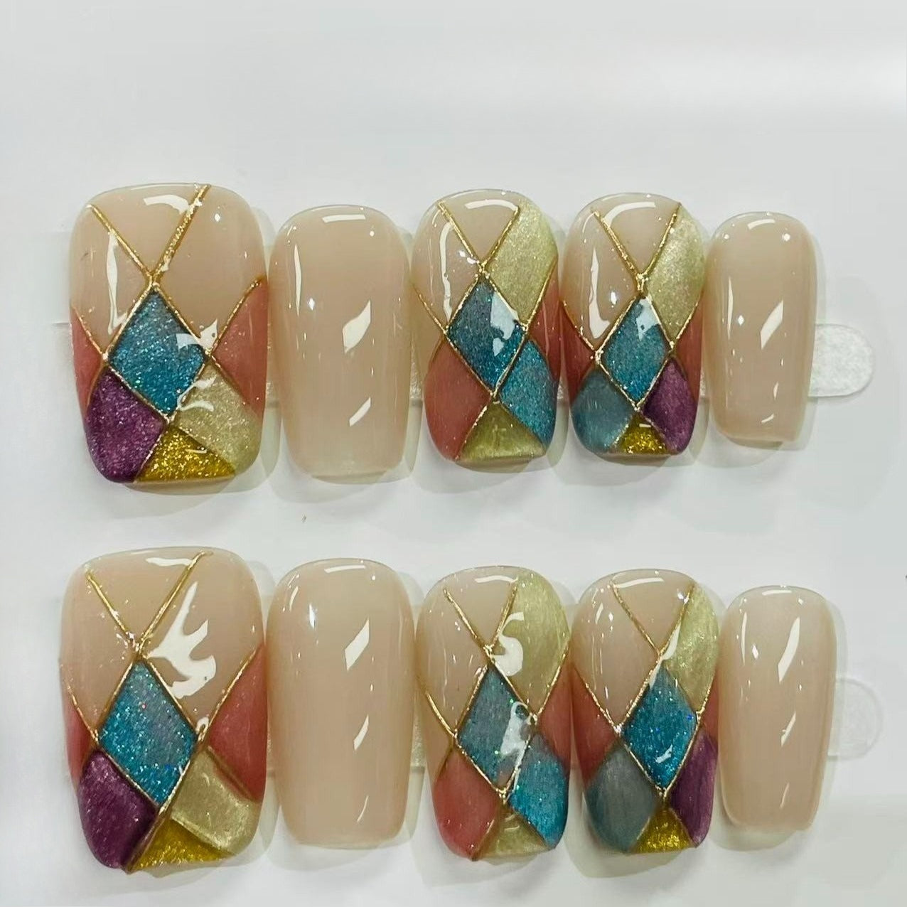 More to save up to 60% Pink Gold Almond Press On Nails
