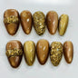More to save up to 60% Luxury 3D Gold Flower Press On Fake Nails