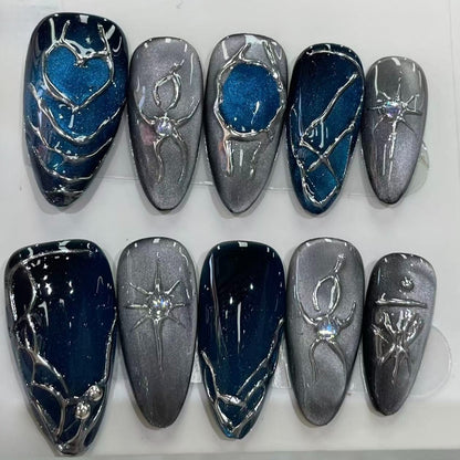 More to save up to 60% Silver Blue Gradient Nails
