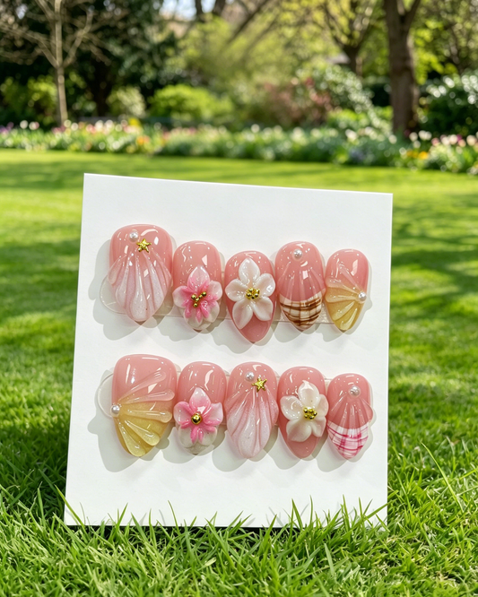 More to save up to 60% Pink 3D Flower Reusable Press On Nails